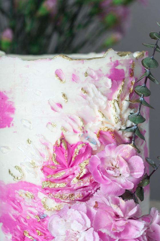 Foto em destaque de Bolo Rosa e Texturas